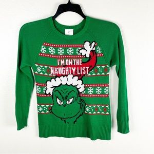DR. SEUSS The Grinch Green Christmas Holiday Graphic Long Sleeves Sweater